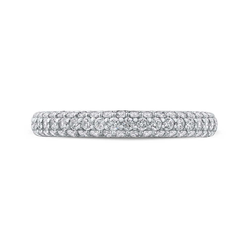 Round Diamond Half-Eternity Wedding Band in 14K White Gold