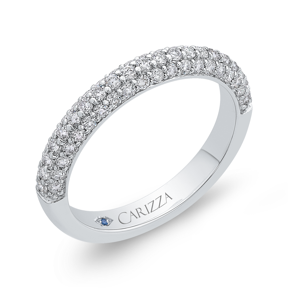 Round Diamond Half-Eternity Wedding Band in 14K White Gold