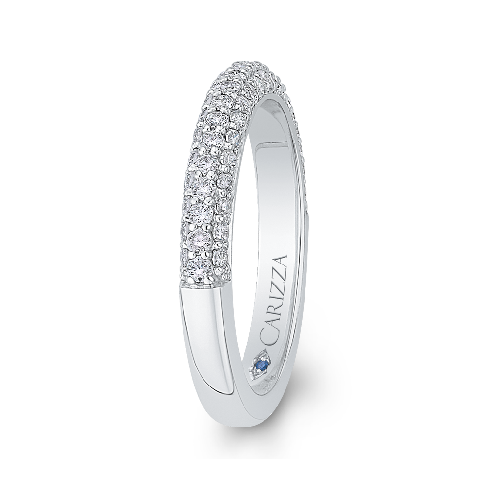 Round Diamond Half-Eternity Wedding Band in 14K White Gold