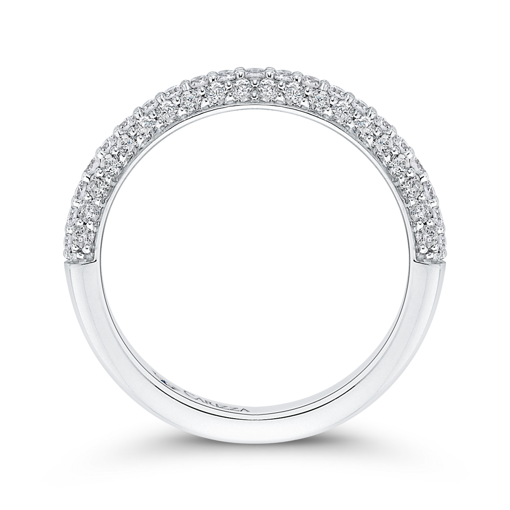 Round Diamond Half-Eternity Wedding Band in 14K White Gold