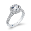 Round Diamond Double Halo Engagement Ring in 14K White Gold (Semi-Mount)