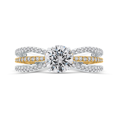 Split Shank Round Diamond Engagement Ring in 14K Two Tone Gold (Semi-Mount)