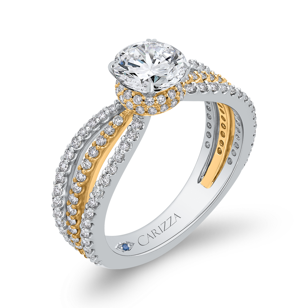 Split Shank Round Diamond Engagement Ring in 14K Two Tone Gold (Semi-Mount)