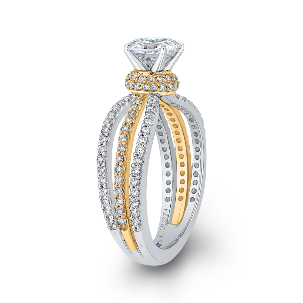 Split Shank Round Diamond Engagement Ring in 14K Two Tone Gold (Semi-Mount)