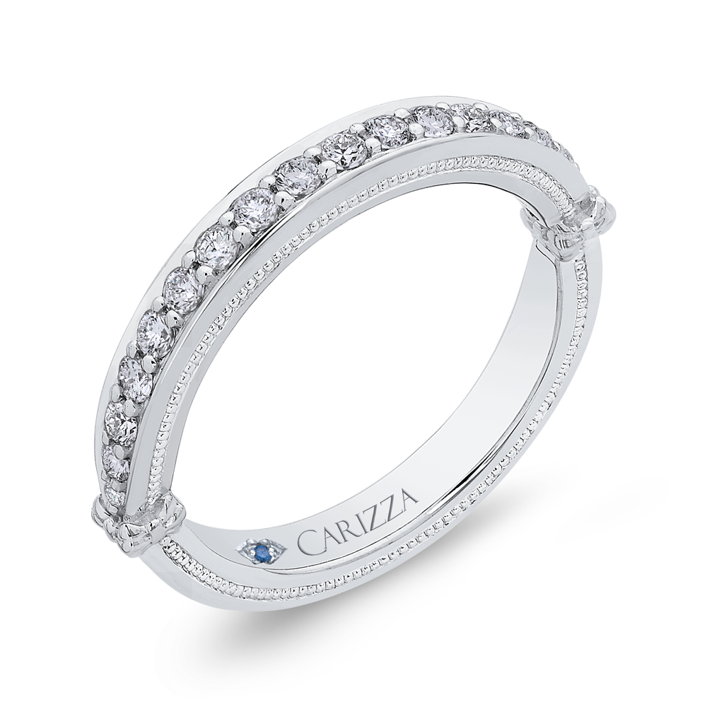 Round Diamond Half-Eternity Wedding Band in 14K White Gold