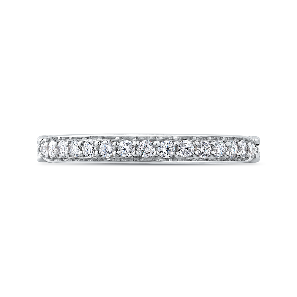 Round Diamond Half-Eternity Wedding Band in 14K White Gold