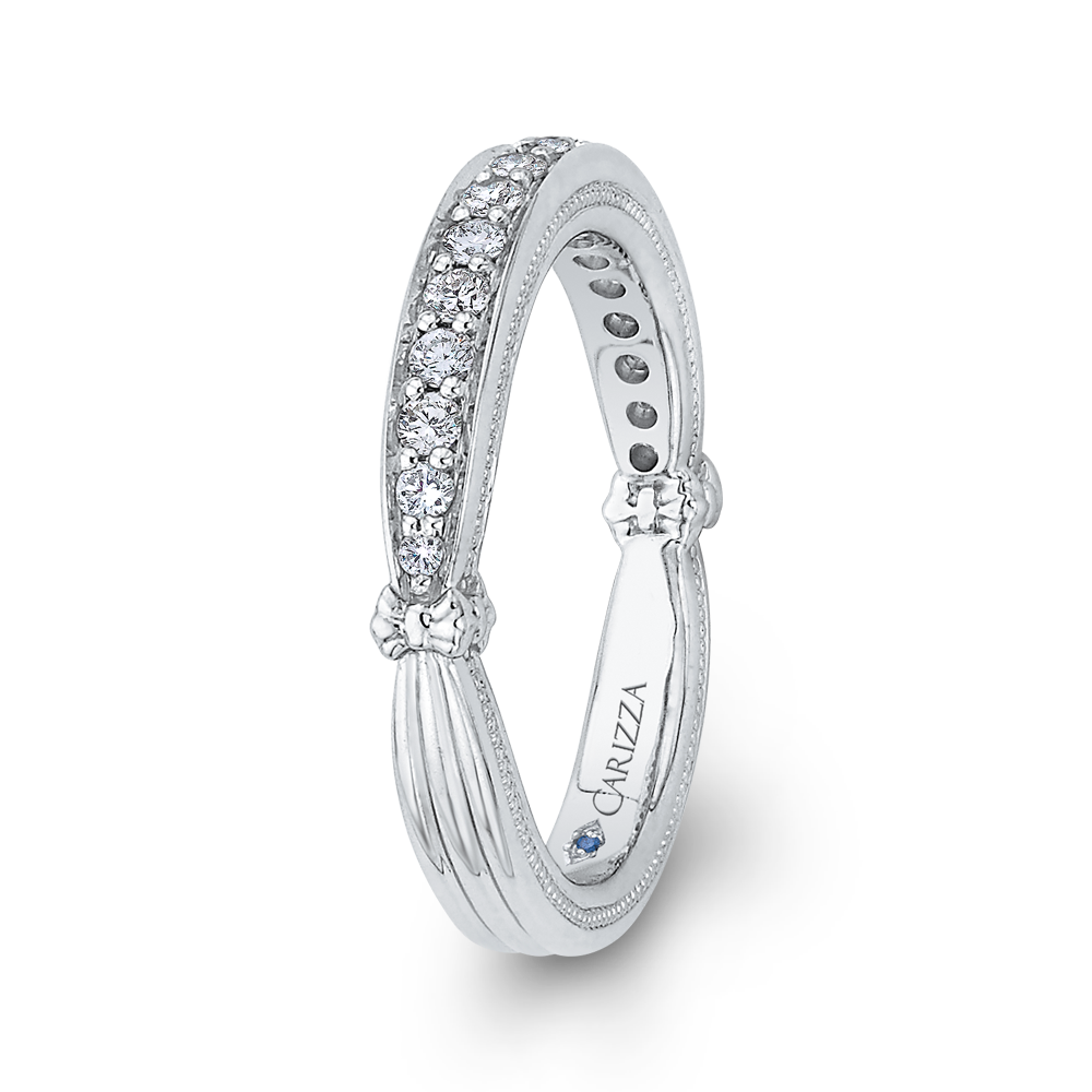 Round Diamond Half-Eternity Wedding Band in 14K White Gold