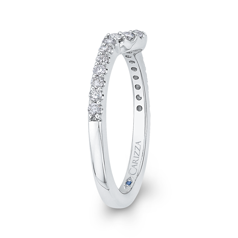 Round Diamond Half-Eternity Wedding Band in 14K White Gold