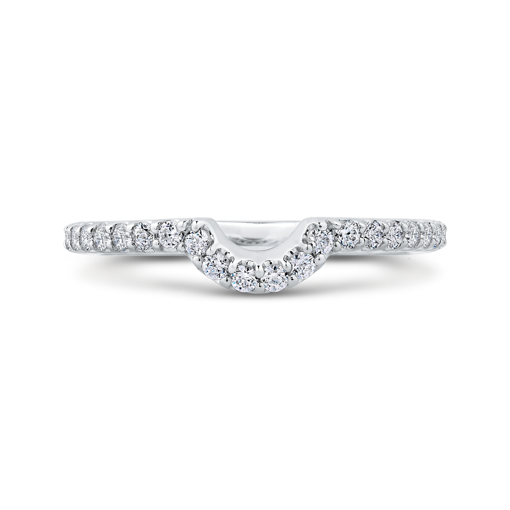 Round Diamond Half-Eternity Wedding Band in 14K White Gold