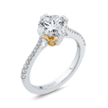 Round Diamond Floral Engagement Ring in 14K Two Tone Gold (Semi-Mount)