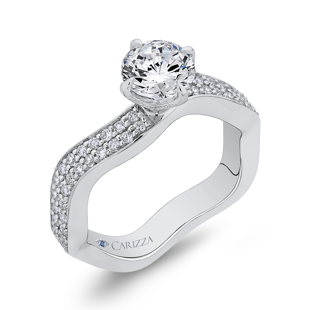 Round Diamond Engagement Ring in 14K White Gold (Semi-Mount)