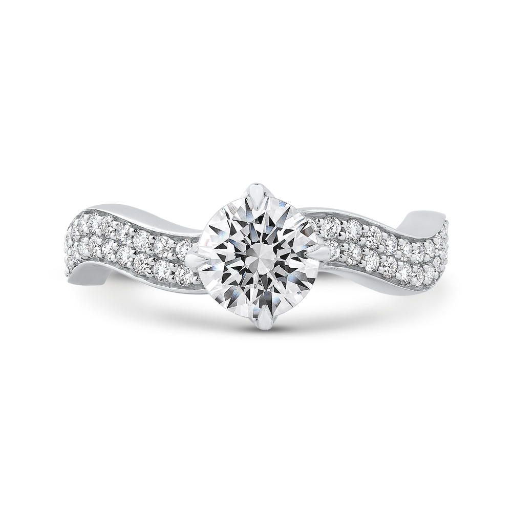 Round Diamond Engagement Ring in 14K White Gold (Semi-Mount)