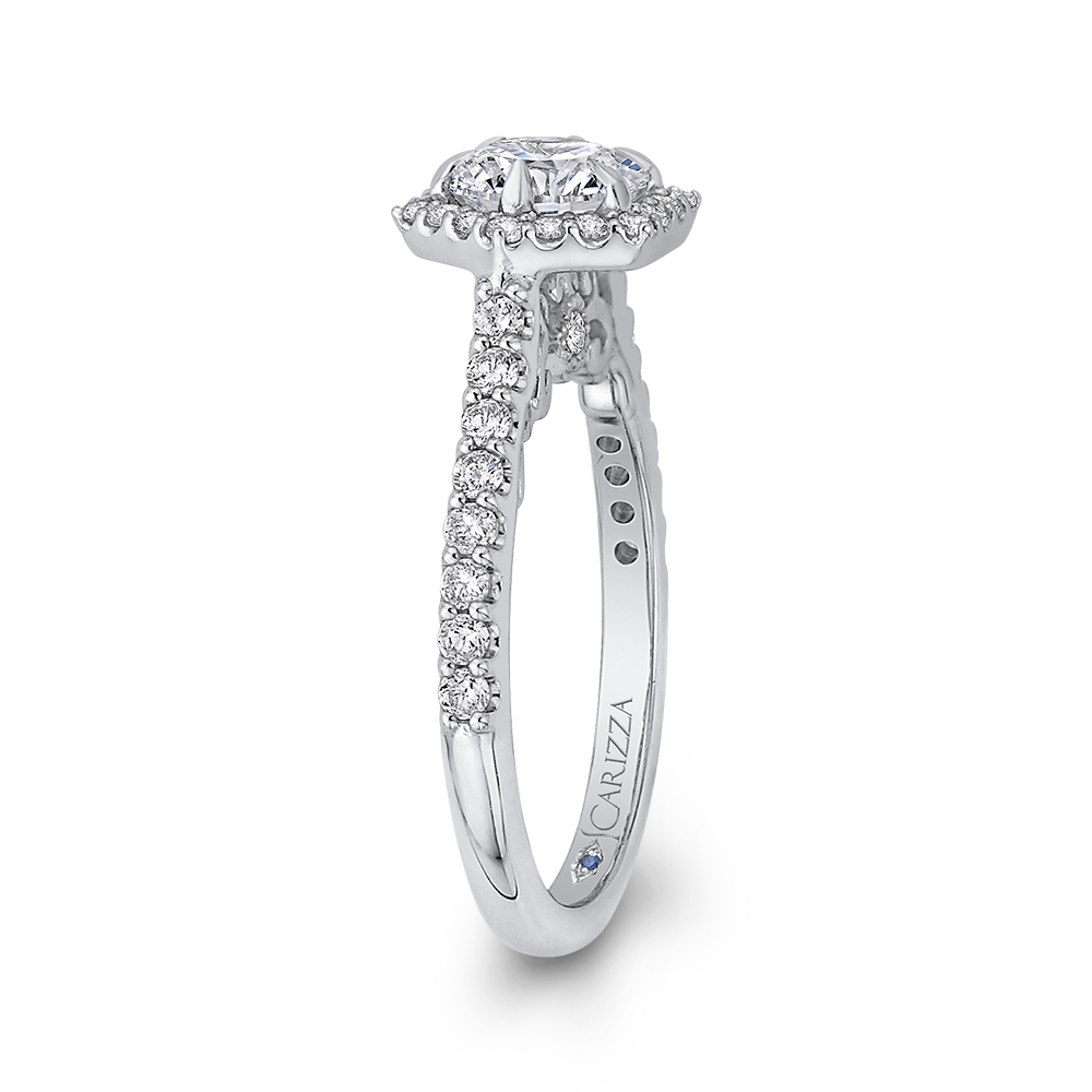 Round Diamond Halo Engagement Ring in 14K White Gold (Semi-Mount)