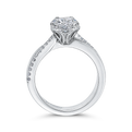 Round Diamond Floral Engagement Ring in 14K White Gold (Semi-Mount)