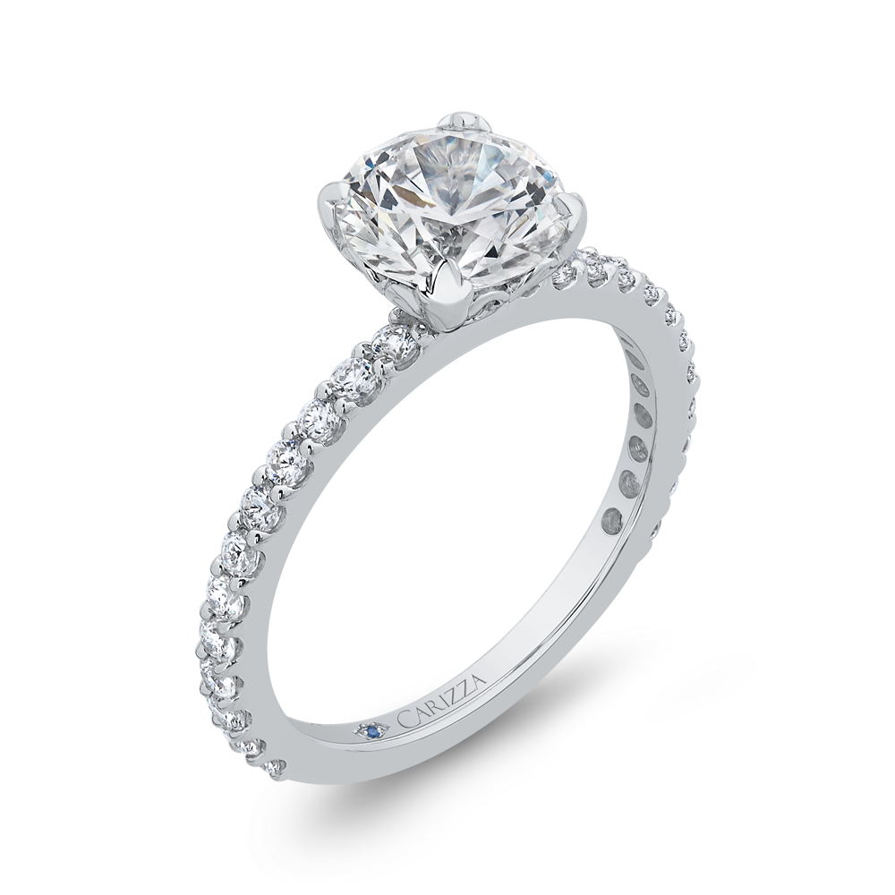 Round Diamond Classic Engagement Ring in 14K White Gold (Semi-Mount)