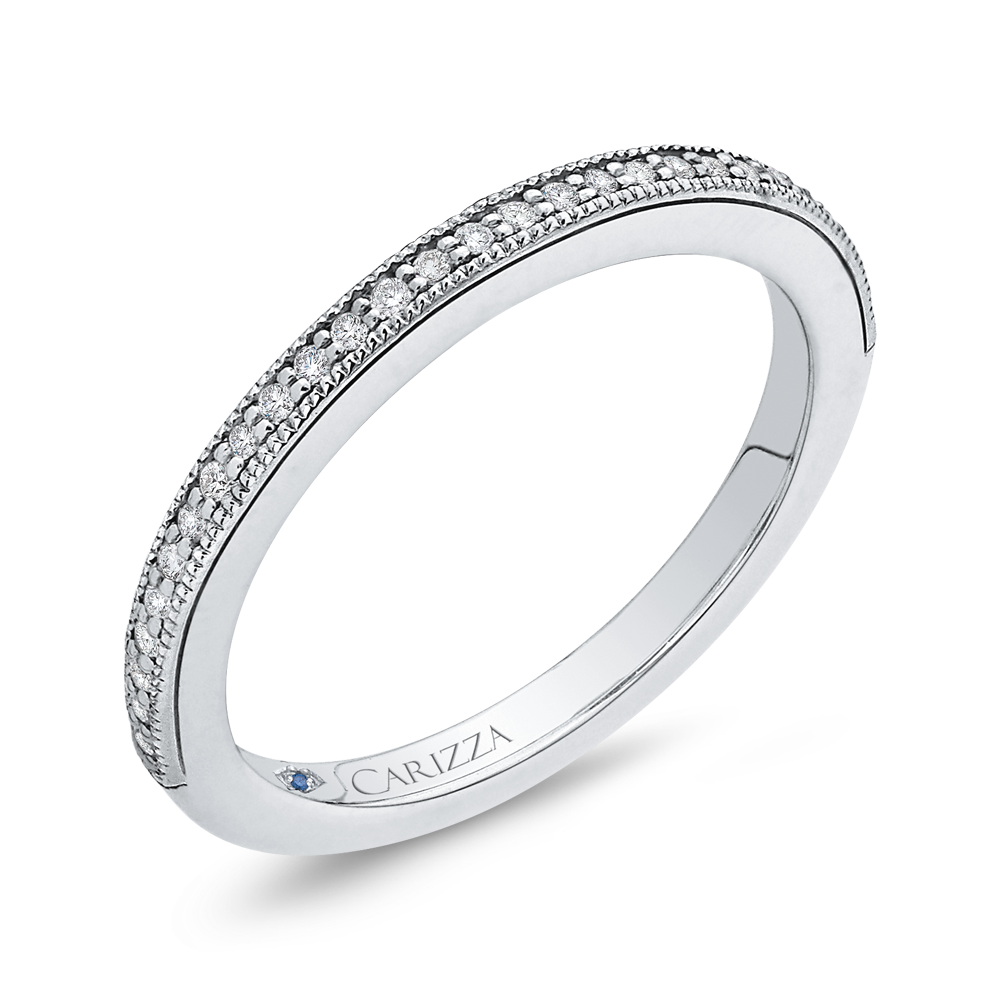 Round Diamond Half-Eternity Wedding Band in 14K White Gold