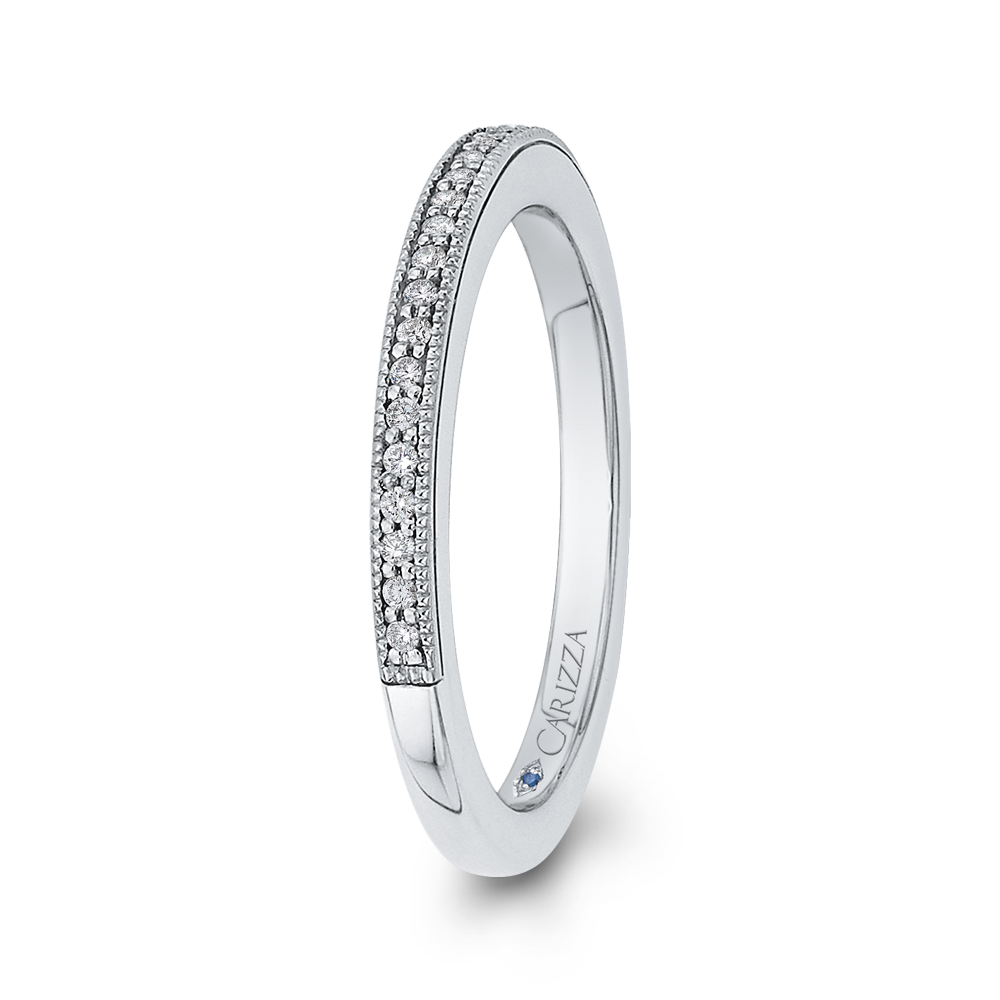 Round Diamond Half-Eternity Wedding Band in 14K White Gold