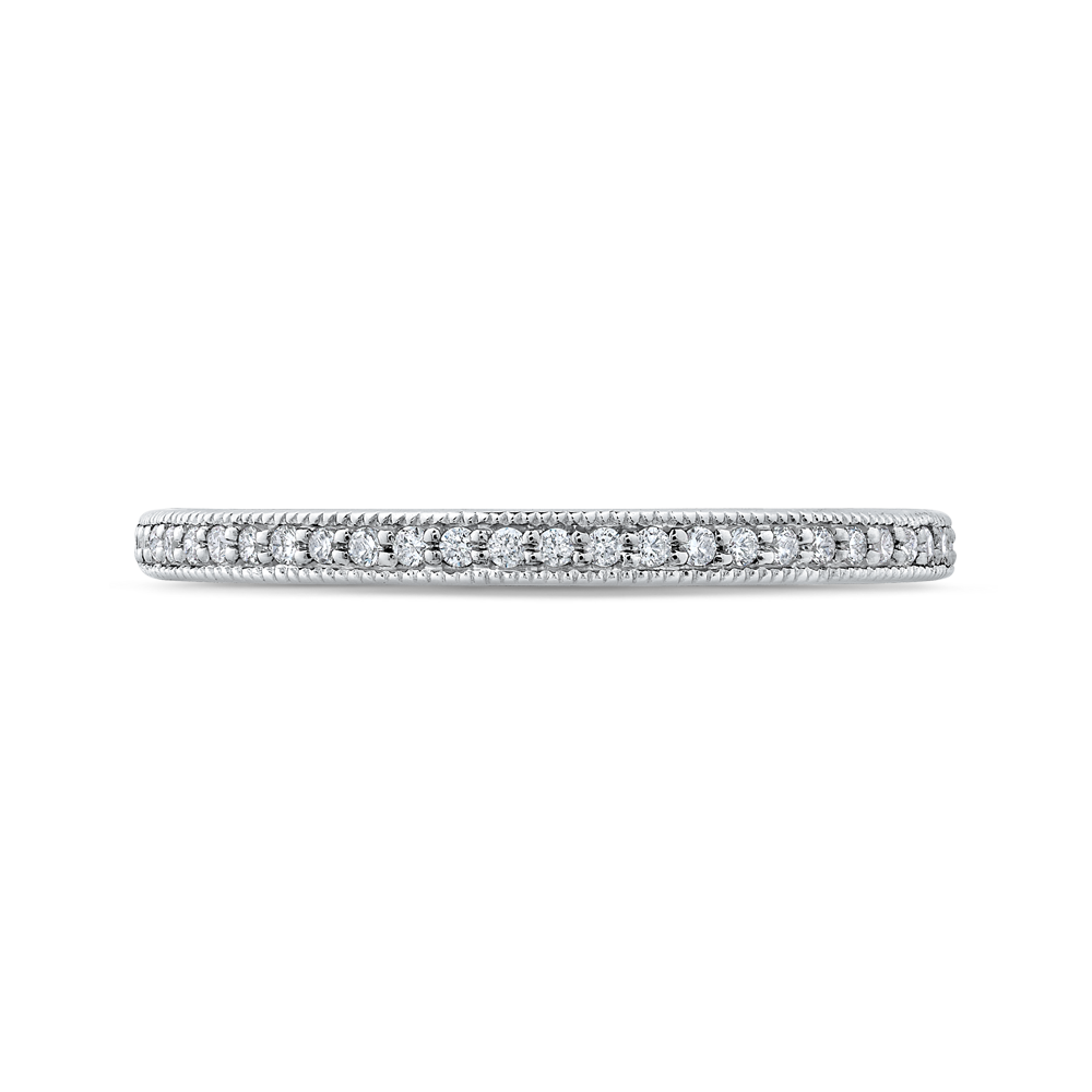 Round Diamond Half-Eternity Wedding Band in 14K White Gold