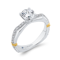 Euro Shank Round Diamond Engagement Ring in 14K Two Tone Gold (Semi-Mount)