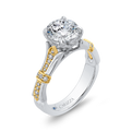 Diamond Floral Engagement Ring in 14K Two Tone Gold (Semi-Mount)