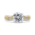 Diamond Floral Engagement Ring in 14K Two Tone Gold (Semi-Mount)