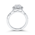 Round Diamond Halo Engagement Ring in 14K White Gold (Semi-Mount)