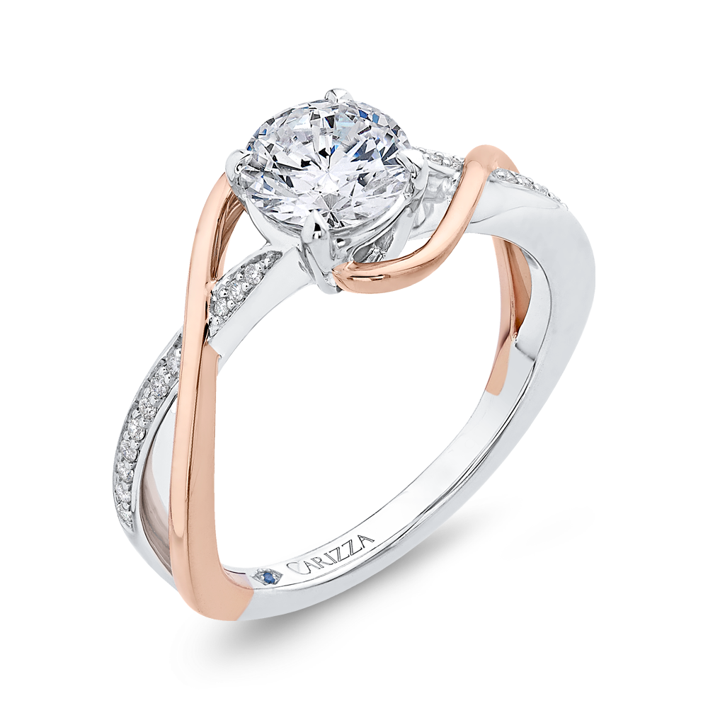 Split Shank Round Diamond Engagement Ring in 14K Two Tone Gold (Semi-Mount)