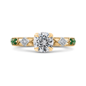 Round Diamond and Green Tsavorite Engagement Ring in 14K Two Tone Gold (Semi-Mount)