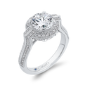 Round Diamond Cathedral Style Engagement Ring in 14K White Gold (Semi-Mount)