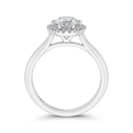 Round Diamond Hexagon Shape Halo Engagement Ring in 14K White Gold (Semi-Mount)