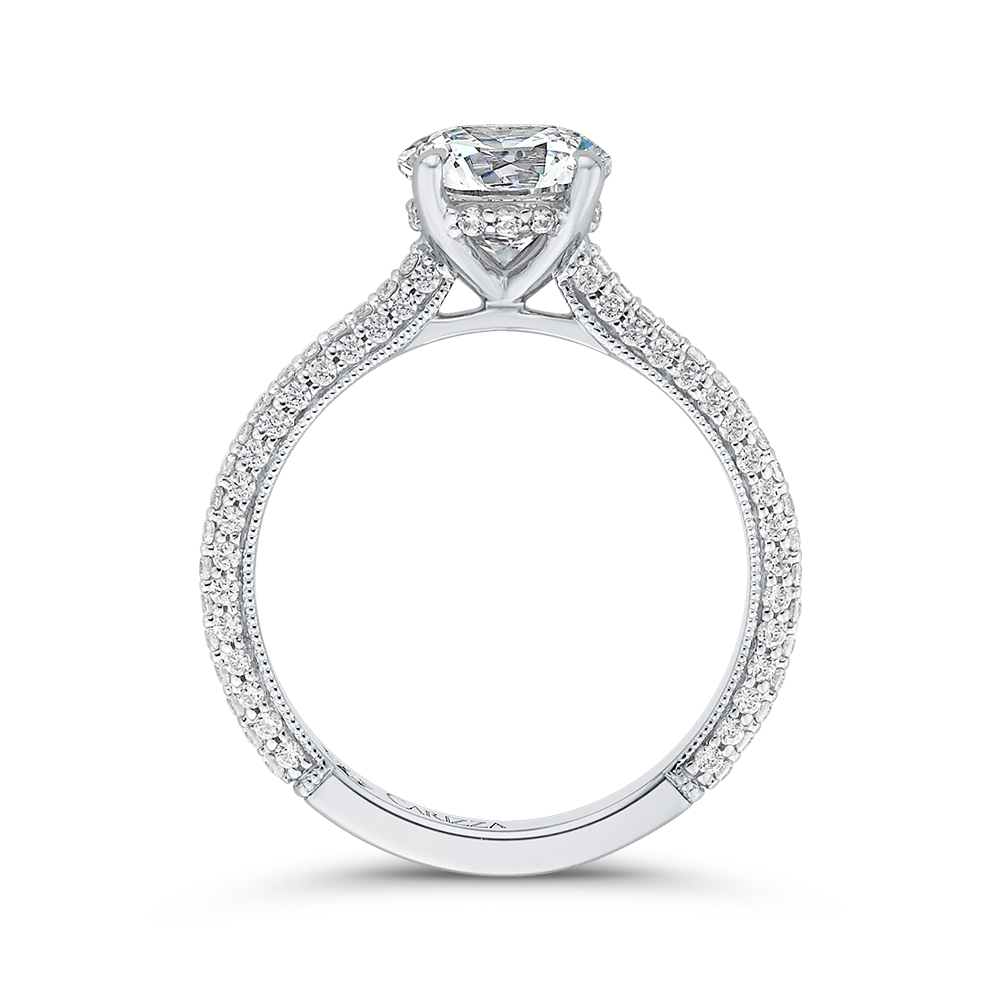 Round Diamond Cathedral Style Engagement Ring in 14K White Gold (Semi-Mount)