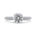 Round Diamond Cathedral Style Engagement Ring in 14K White Gold (Semi-Mount)