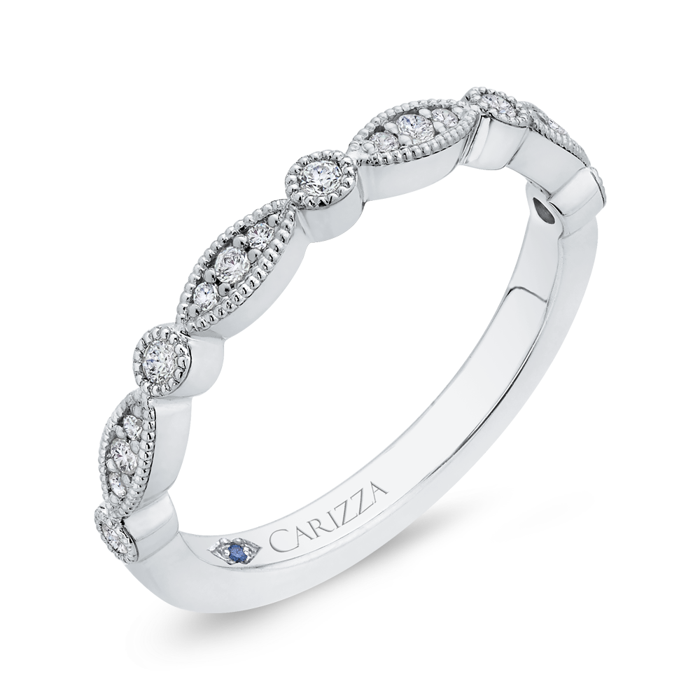 Round Diamond Half-Eternity Wedding Band in 14K White Gold