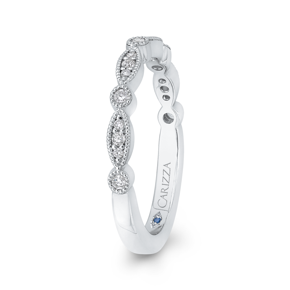 Round Diamond Half-Eternity Wedding Band in 14K White Gold