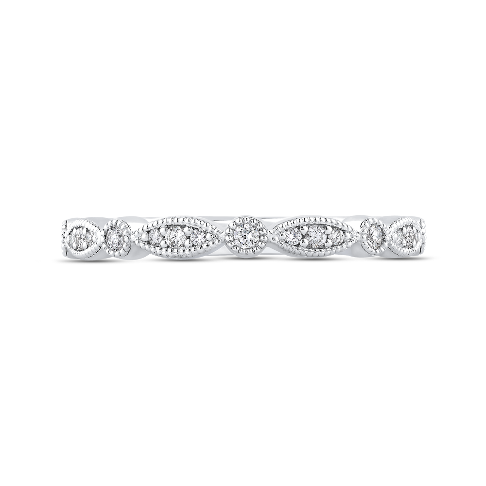 Round Diamond Half-Eternity Wedding Band in 14K White Gold