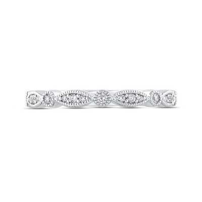 Round Diamond Half-Eternity Wedding Band in 14K White Gold