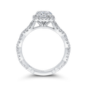 Round Halo Diamond Vintage Engagement Ring in 14K White Gold (Semi-Mount)