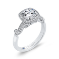 Round Diamond Halo Vintage Engagement Ring in 14K White Gold (Semi-Mount)