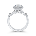 Round Diamond Halo Vintage Engagement Ring in 14K White Gold (Semi-Mount)