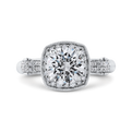 Round Diamond Halo Vintage Engagement Ring in 14K White Gold (Semi-Mount)