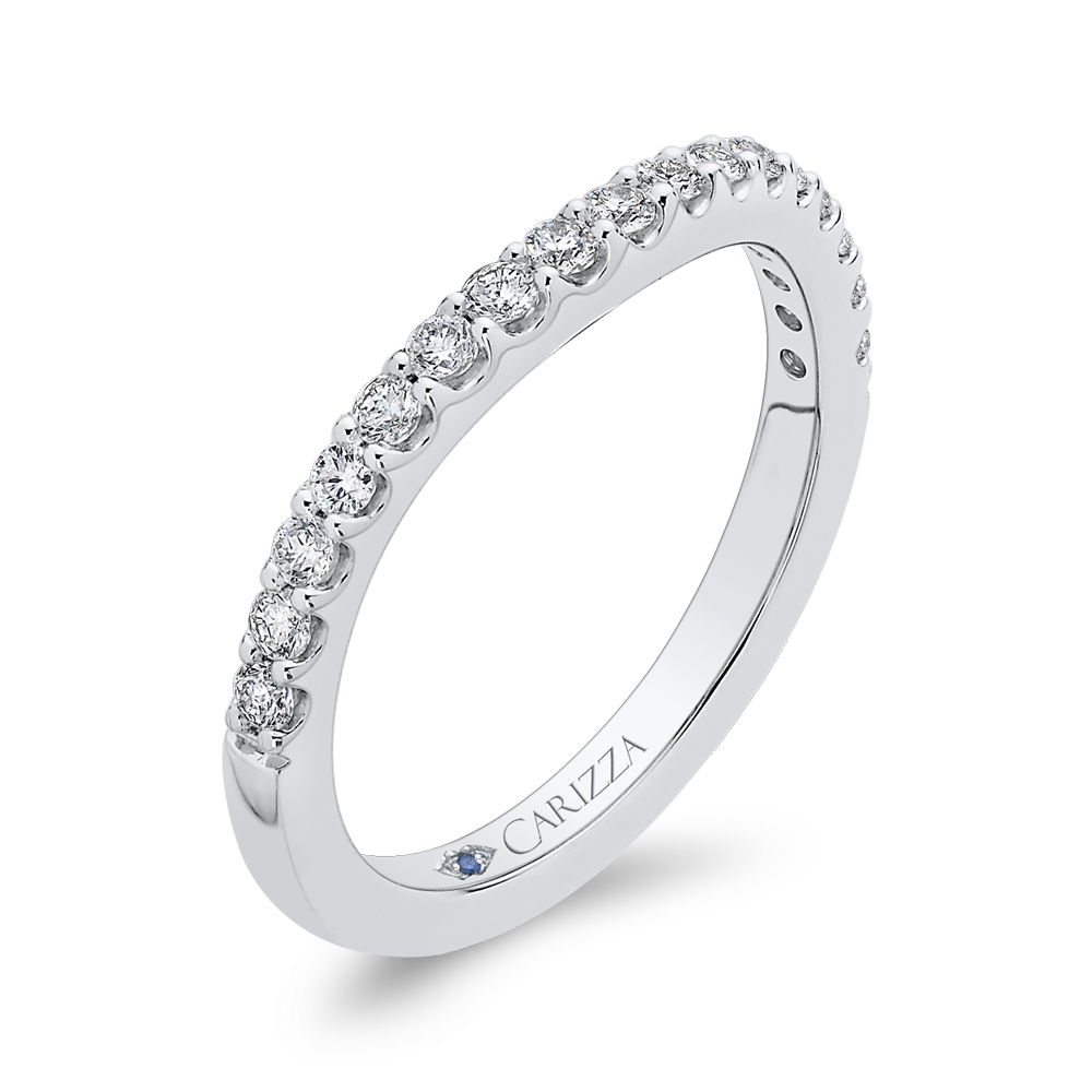 Round Diamond Half-Eternity Wedding Band in 14K White Gold