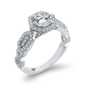 Round Diamond Hexagon Shape Halo Engagement Ring in 14K White Gold (Semi-Mount)