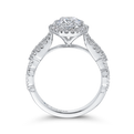 Round Diamond Hexagon Shape Halo Engagement Ring in 14K White Gold (Semi-Mount)