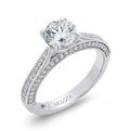 Round Diamond Floral Engagement Ring in 14K White Gold (Semi-Mount)