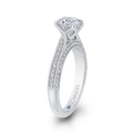 Round Diamond Floral Engagement Ring in 14K White Gold (Semi-Mount)