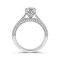 Round Diamond Floral Engagement Ring in 14K White Gold (Semi-Mount)