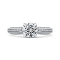 Round Diamond Floral Engagement Ring in 14K White Gold (Semi-Mount)