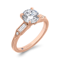 Round and Baguette Cut Diamond Engagement Ring in 14K Rose Gold (Semi-Mount)