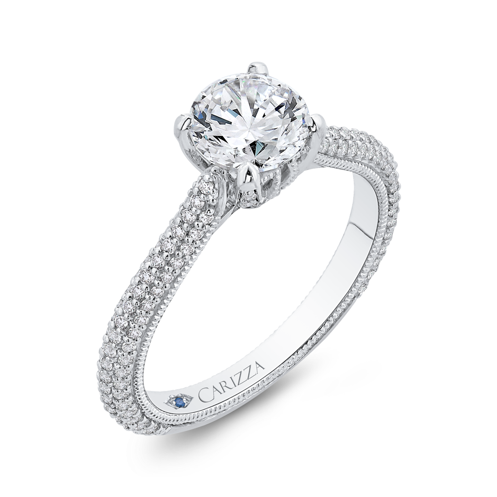 Diamond Classic Engagement Ring in 14K White Gold (Semi-Mount)