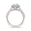 Diamond Double Halo Engagement Ring in 14K Two Tone Gold (Semi-Mount)